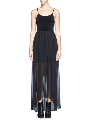 Main View - Click To Enlarge - ALICE & OLIVIA - Leather spaghetti strap high-low maxi dress