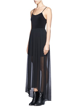Figure View - Click To Enlarge - ALICE & OLIVIA - Leather spaghetti strap high-low maxi dress