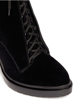 Detail View - Click To Enlarge - SERGIO ROSSI - Resin pearl velvet lace-up boots