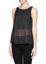 Front View - Click To Enlarge - THEORY - 'Banel' metallic check slit hem top