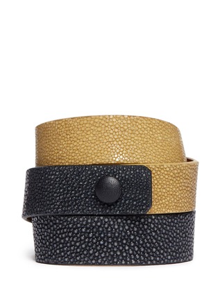 Back View - Click To Enlarge - GIVENCHY - 'Obsedia' triple wrap stingray leather bracelet