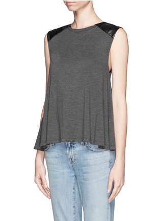 Front View - Click To Enlarge - ALICE & OLIVIA - Leather shoulder tank top