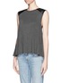 Front View - Click To Enlarge - ALICE & OLIVIA - Leather shoulder tank top