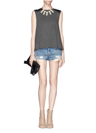 Figure View - Click To Enlarge - ALICE & OLIVIA - Leather shoulder tank top