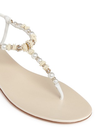 Detail View - Click To Enlarge - RENÉ CAOVILLA - Rose bead crystal T-strap flat sandals