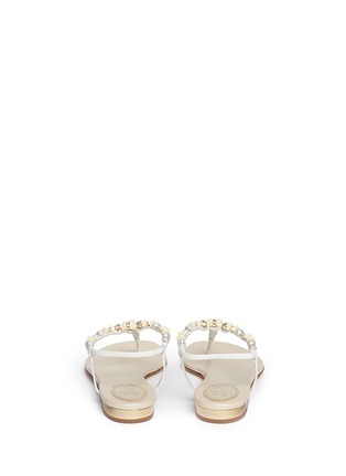 Back View - Click To Enlarge - RENÉ CAOVILLA - Rose bead crystal T-strap flat sandals