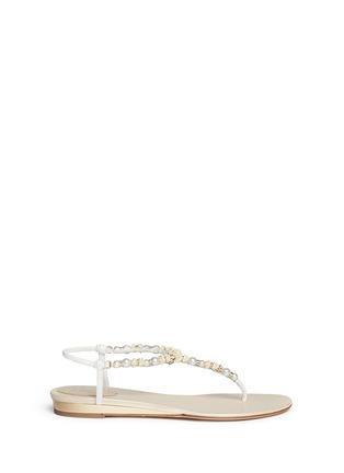 Main View - Click To Enlarge - RENÉ CAOVILLA - Rose bead crystal T-strap flat sandals