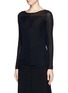 Front View - Click To Enlarge - THEORY - 'Keshi' sheer yoke and sleeve knit top