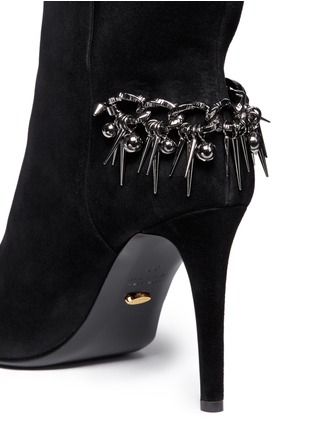Detail View - Click To Enlarge - SERGIO ROSSI - Suede spike chain ankle boots