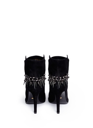 Back View - Click To Enlarge - SERGIO ROSSI - Suede spike chain ankle boots