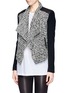 Front View - Click To Enlarge - ALICE & OLIVIA - 'Burma' leather panel tweed jacket