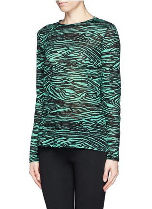 Front View - Click To Enlarge - PROENZA SCHOULER - Woodgrain print tissue jersey T-shirt