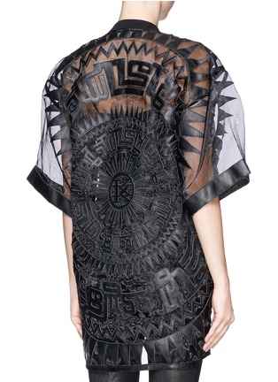 Back View - Click To Enlarge - KTZ - Oversized faux leather patchwork organdy T-shirt