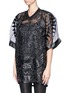 Front View - Click To Enlarge - KTZ - Oversized faux leather patchwork organdy T-shirt