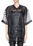 Main View - Click To Enlarge - KTZ - Oversized faux leather patchwork organdy T-shirt