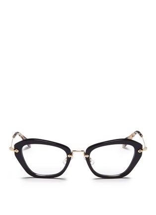 Main View - Click To Enlarge - MIU MIU - 'Noir' tortoiseshell tip optical glasses