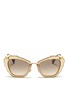 Main View - Click To Enlarge - MIU MIU - 'Noir' glitter acetate cat eye sunglasses