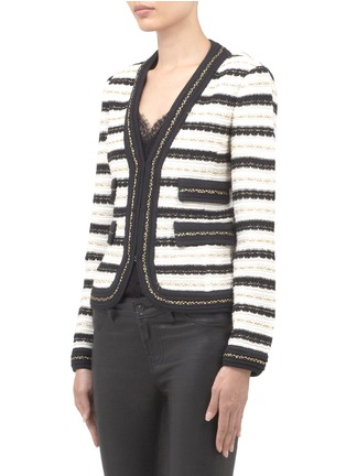 Front View - Click To Enlarge - ST. JOHN - Striped wool-blend knitted jacket