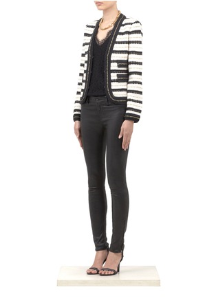 Figure View - Click To Enlarge - ST. JOHN - Striped wool-blend knitted jacket