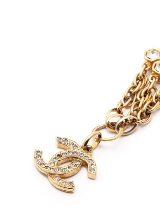 Detail View - Click To Enlarge - VINTAGE CHANEL - Strass embellished logo charm multi chain bracelet