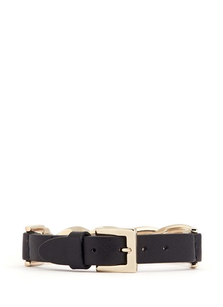 Back View - Click To Enlarge - VALENTINO GARAVANI - 'Rockstud' chain leather bracelet