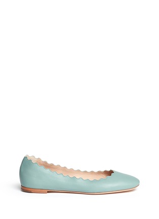 Main View - Click To Enlarge - CHLOÉ - Scalloped edge leather flats