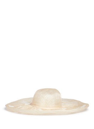 Figure View - Click To Enlarge - YUNOTME - 'Maya' floral lace straw capeline hat