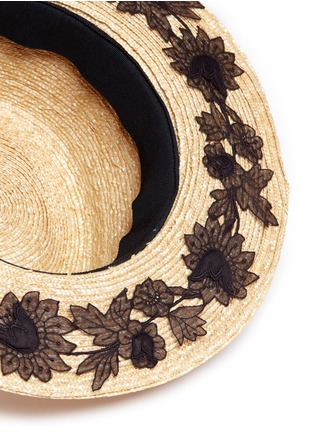Detail View - Click To Enlarge - YUNOTME - 'Micha' floral lace panama straw hat