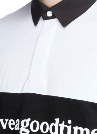 Detail View - Click To Enlarge - HAVE A GOOD TIME - Logo print panel polo shirt