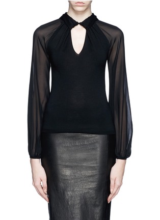 Main View - Click To Enlarge - EMILIO PUCCI - Chiffon sleeve keyhole knit top