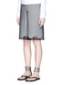 Front View - Click To Enlarge - ALEXANDER WANG - 'Bloomer' floral lace hem wool-mohair shorts