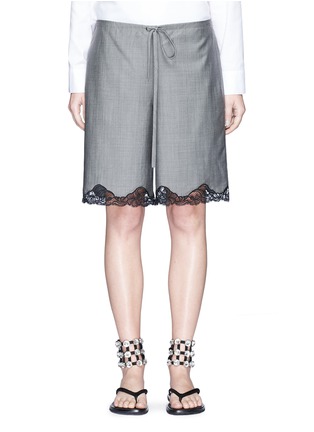 Main View - Click To Enlarge - ALEXANDER WANG - 'Bloomer' floral lace hem wool-mohair shorts