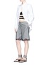 Figure View - Click To Enlarge - ALEXANDER WANG - 'Bloomer' floral lace hem wool-mohair shorts