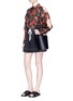 Figure View - Click To Enlarge - ALEXANDER WANG - Rose print cold shoulder cropped shirt