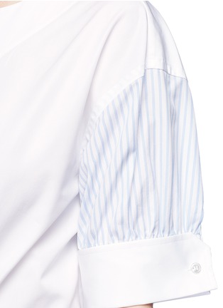 Detail View - Click To Enlarge - ALEXANDER WANG - Drawcord waist pinstripe sleeve shirt dress