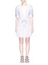Main View - Click To Enlarge - ALEXANDER WANG - Drawcord waist pinstripe sleeve shirt dress