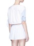 Back View - Click To Enlarge - ALEXANDER WANG - Pinstripe sleeve drawcord waist cropped shirt