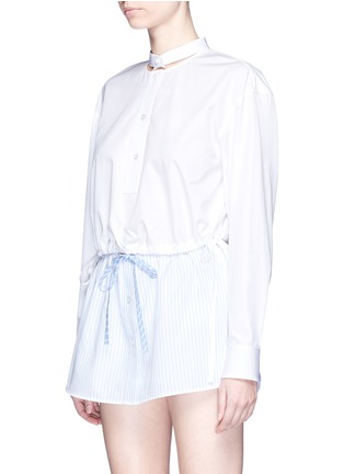 Front View - Click To Enlarge - ALEXANDER WANG - Deconstructed collar cropped shirt