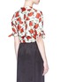 Back View - Click To Enlarge - ALEXANDER WANG - Rose print tie sleeve cropped satin shirt