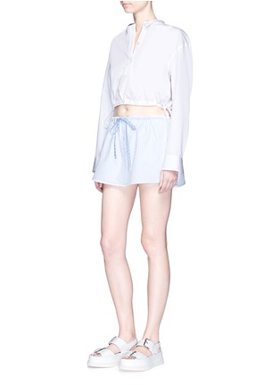 Figure View - Click To Enlarge - ALEXANDER WANG - Pinstripe petal skirt overlay cotton shorts
