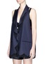 Front View - Click To Enlarge - ALEXANDER WANG - Lace trim stripe virgin wool vest