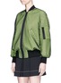 Front View - Click To Enlarge - ALEXANDER WANG - Oversized net overlay twill bomber jacket