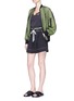 Figure View - Click To Enlarge - ALEXANDER WANG - Oversized net overlay twill bomber jacket