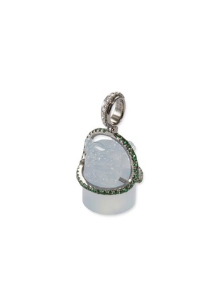 Figure View - Click To Enlarge - SAMUEL KUNG - Diamond jade 18k white gold caged pendant