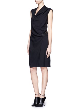 Figure View - Click To Enlarge - HELMUT LANG - Draped neck belted fold-over dress