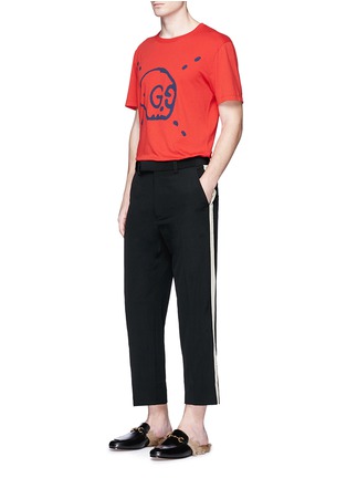 Figure View - Click To Enlarge - GUCCI - Contrast outseam wrinkled wool pants