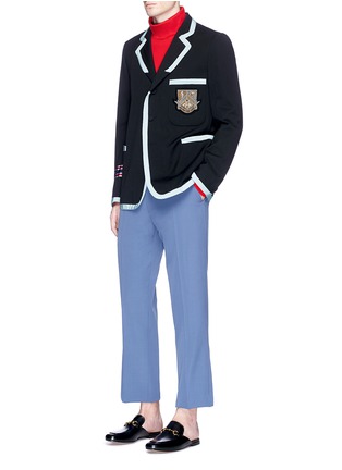 Figure View - Click To Enlarge - GUCCI - Bee crest appliqué twill soft blazer