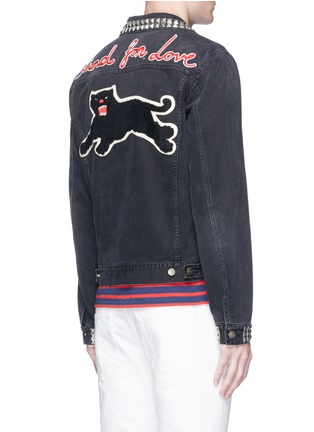 Back View - Click To Enlarge - GUCCI - Panther patch stud denim jacket