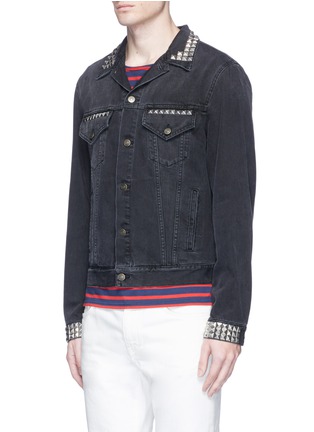 Front View - Click To Enlarge - GUCCI - Panther patch stud denim jacket