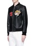 Detail View - Click To Enlarge - GUCCI - Tiger appliqué lambskin leather bomber jacket
